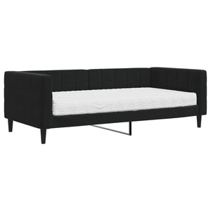 Divano Letto con Materasso-Sofa Letto-Daybed Nero 90x190 cm in Velluto 111480
