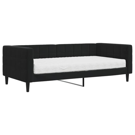 Divano Letto con Materasso-Sofa Letto-Daybed Nero 90x190 cm in Velluto 111480