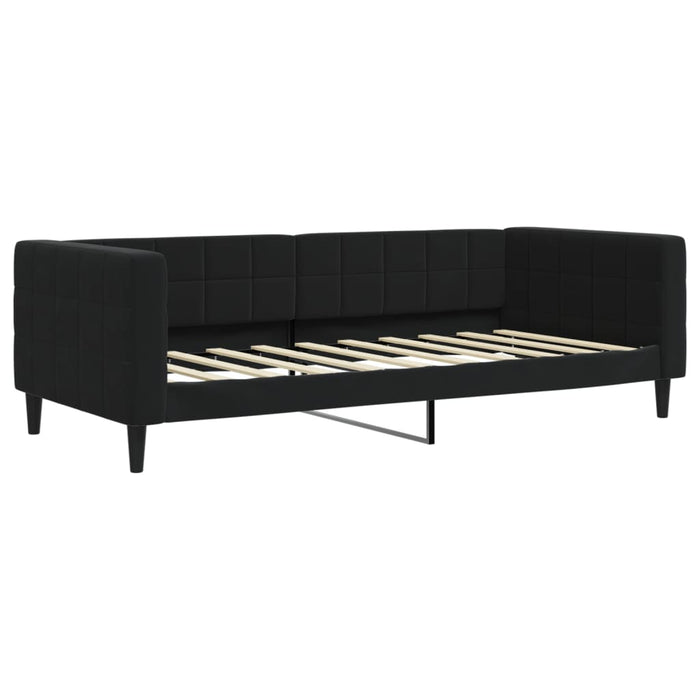Divano Letto con Materasso Nero 90x190 cm in Velluto