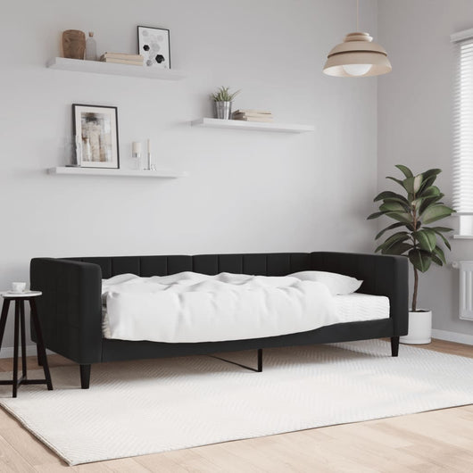 Divano Letto con Materasso-Sofa Letto-Daybed Nero 90x190 cm in Velluto 111480
