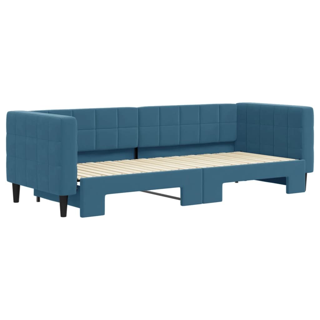 Divano Letto con Letto Estraibile Blu 80x200 cm in Velluto 3196683