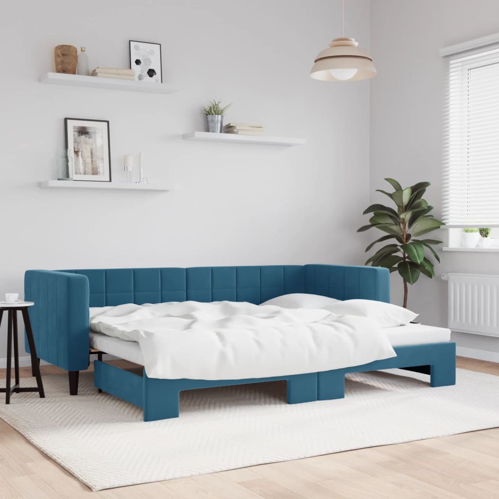 Divano Letto con Letto Estraibile-Sofa Letto-Daybed Blu 80x200 cm in Velluto 799139