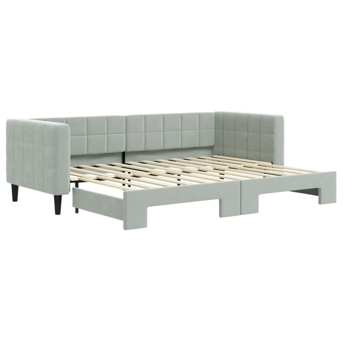 Divano Letto con Letto Estraibile Grigio Chiaro 80x200 Velluto 3196684