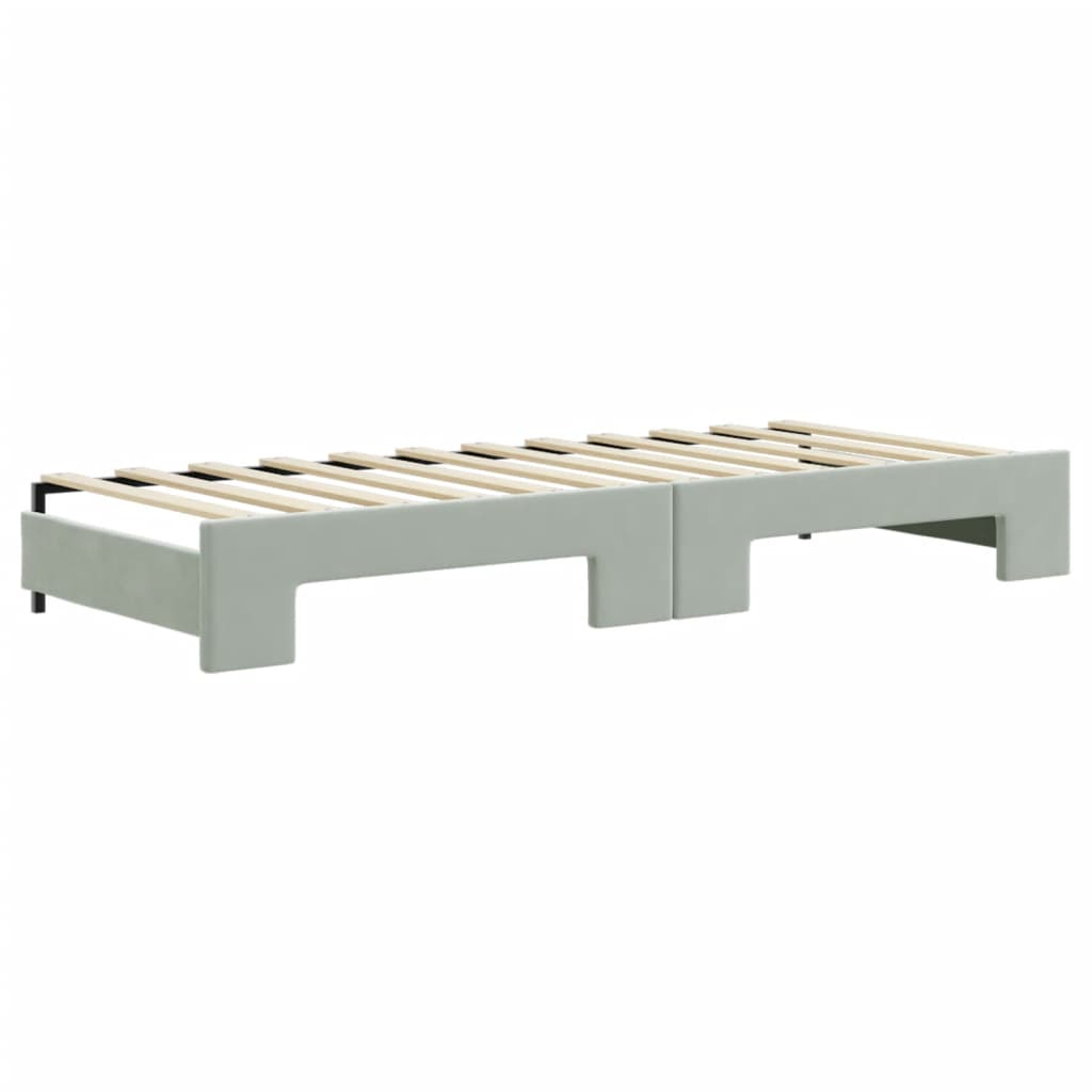 Divano Letto con Letto Estraibile Grigio Chiaro 80x200 Velluto 3196684