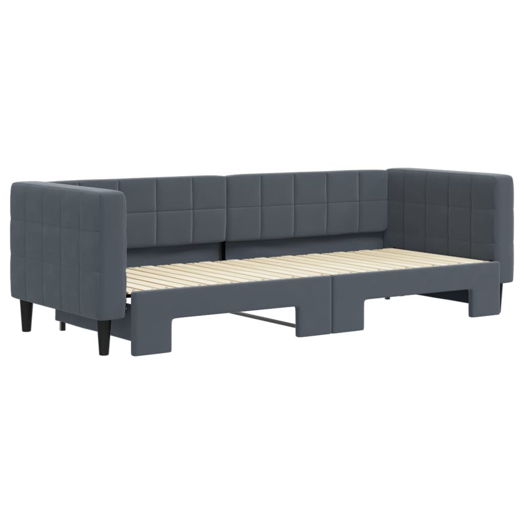 Divano Letto con Letto Estraibile Grigio Scuro 80x200cm Velluto 3196685