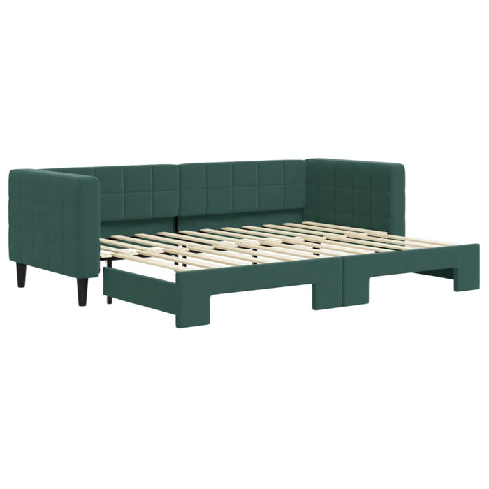 Divano Letto con Letto Estraibile Verde Scuro 80x200cm Velluto 3196686