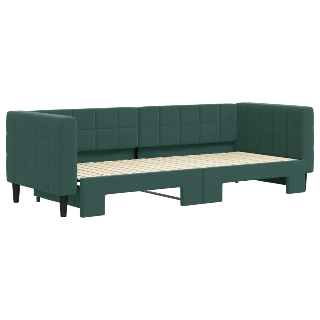 Divano Letto con Letto Estraibile Verde Scuro 80x200cm Velluto