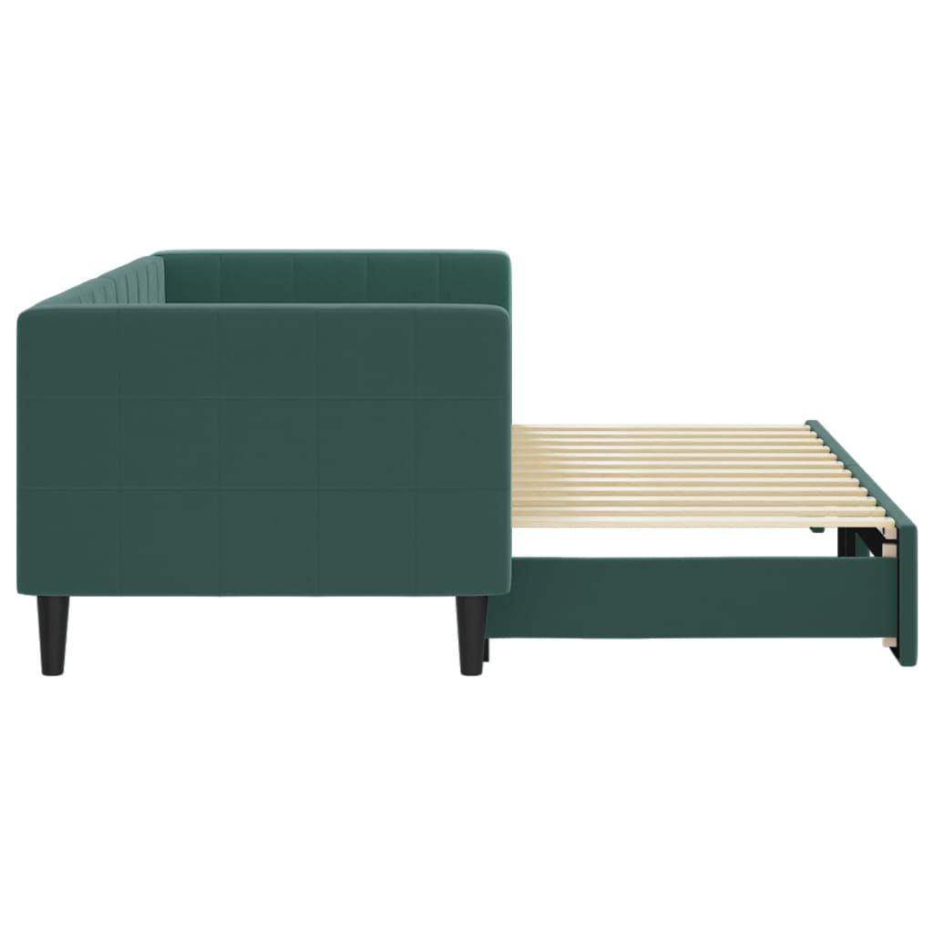 Divano Letto con Letto Estraibile Verde Scuro 80x200cm Velluto