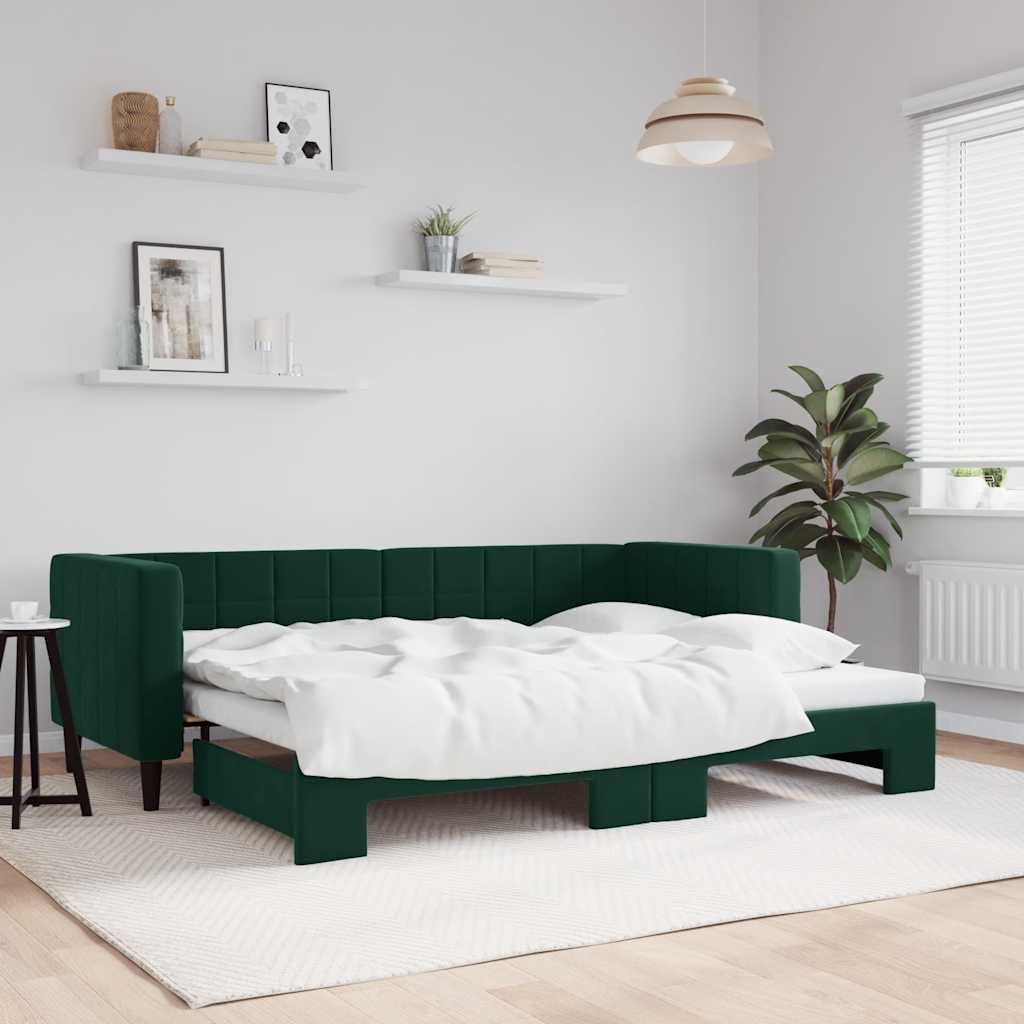 Divano Letto con Letto Estraibile-Sofa Letto-Daybed Verde Scuro 80x200cm Velluto 537950