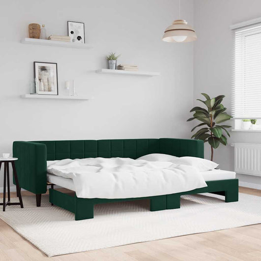 Divano Letto con Letto Estraibile-Sofa Letto-Daybed Verde Scuro 80x200cm Velluto 537950