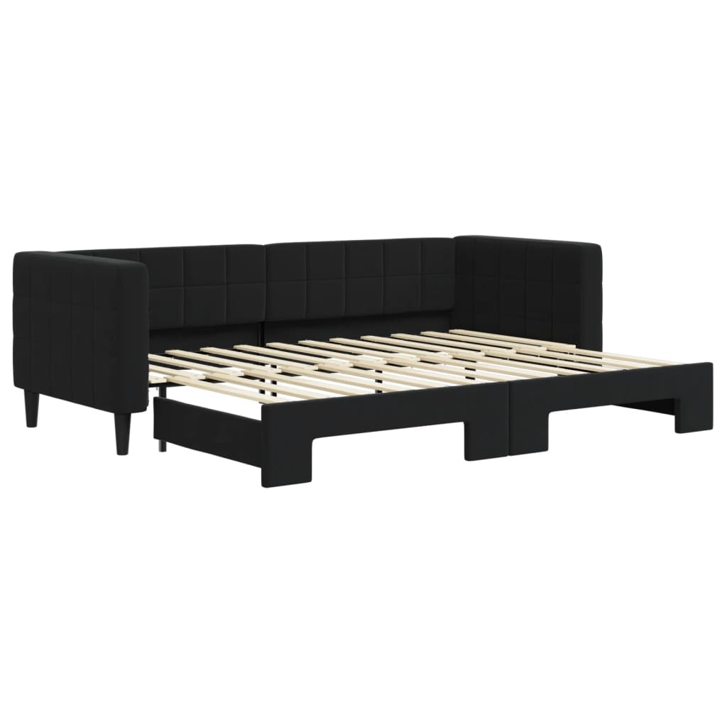 Divano Letto con Letto Estraibile Nero 80x200 cm in Vellutocod mxl 82676