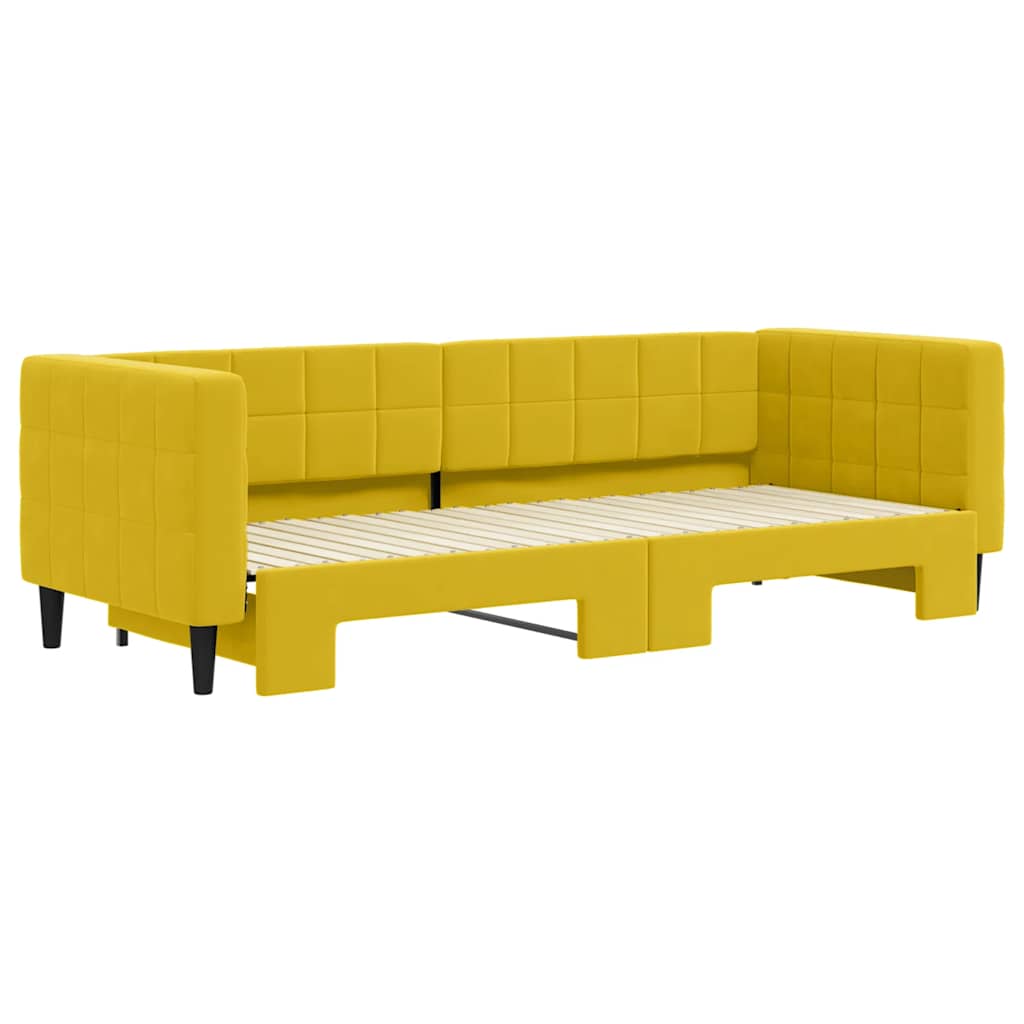 Divano Letto con Letto Estraibile-Sofa Letto-Daybed Giallo 80x200 cm in Velluto 622487