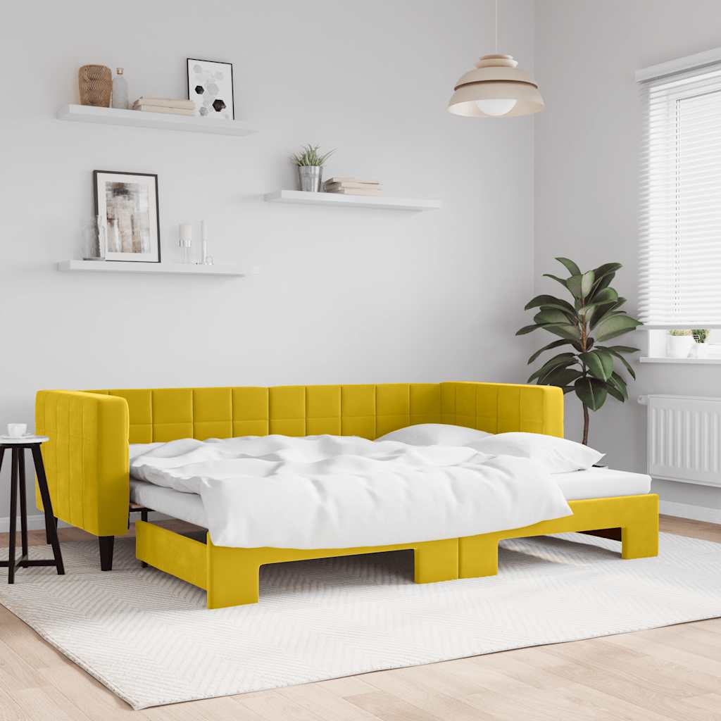 Divano Letto con Letto Estraibile-Sofa Letto-Daybed Giallo 80x200 cm in Velluto 622487