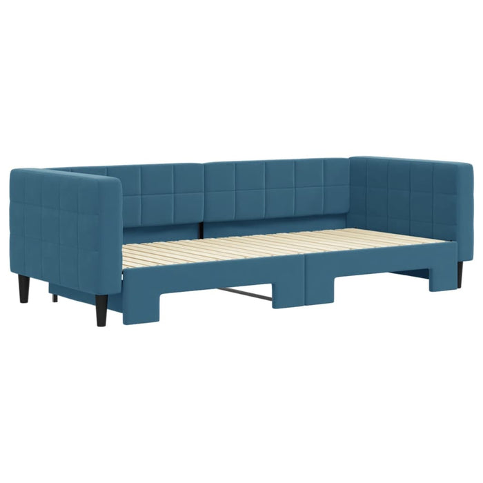 Divano Letto con Letto Estraibile Blu 90x200 cm in Velluto 3196690