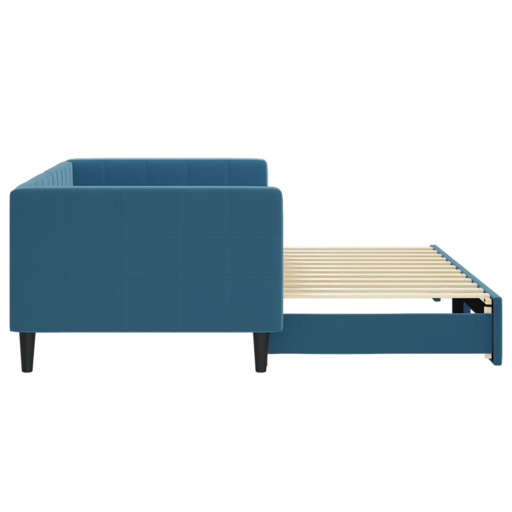 Divano Letto con Letto Estraibile Blu 90x200 cm in Velluto