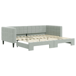 Divano Letto con Letto Estraibile Grigio Chiaro 90x200 Velluto 3196691