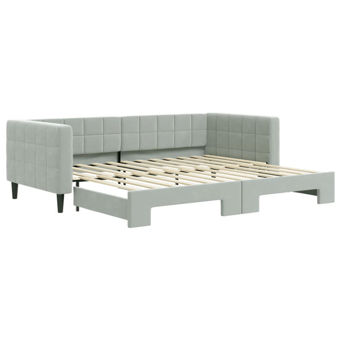 Divano Letto con Letto Estraibile-Sofa Letto-Daybed Grigio Chiaro 90x200 Velluto 532238