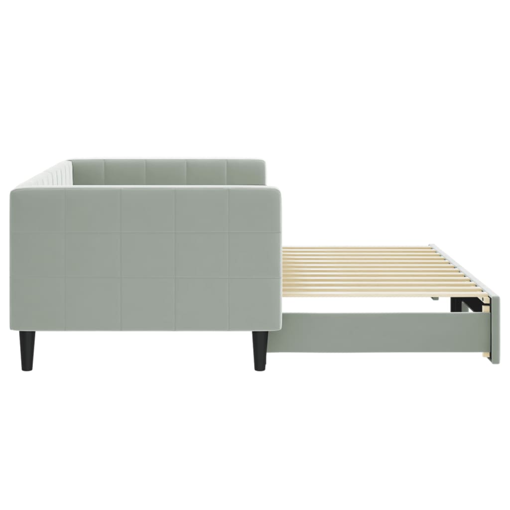 Divano Letto con Letto Estraibile Grigio Chiaro 90x200 Velluto