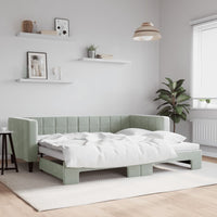 Divano Letto con Letto Estraibile-Sofa Letto-Daybed Grigio Chiaro 90x200 Velluto 532238