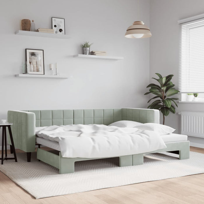 Divano Letto con Letto Estraibile-Sofa Letto-Daybed Grigio Chiaro 90x200 Velluto 532238
