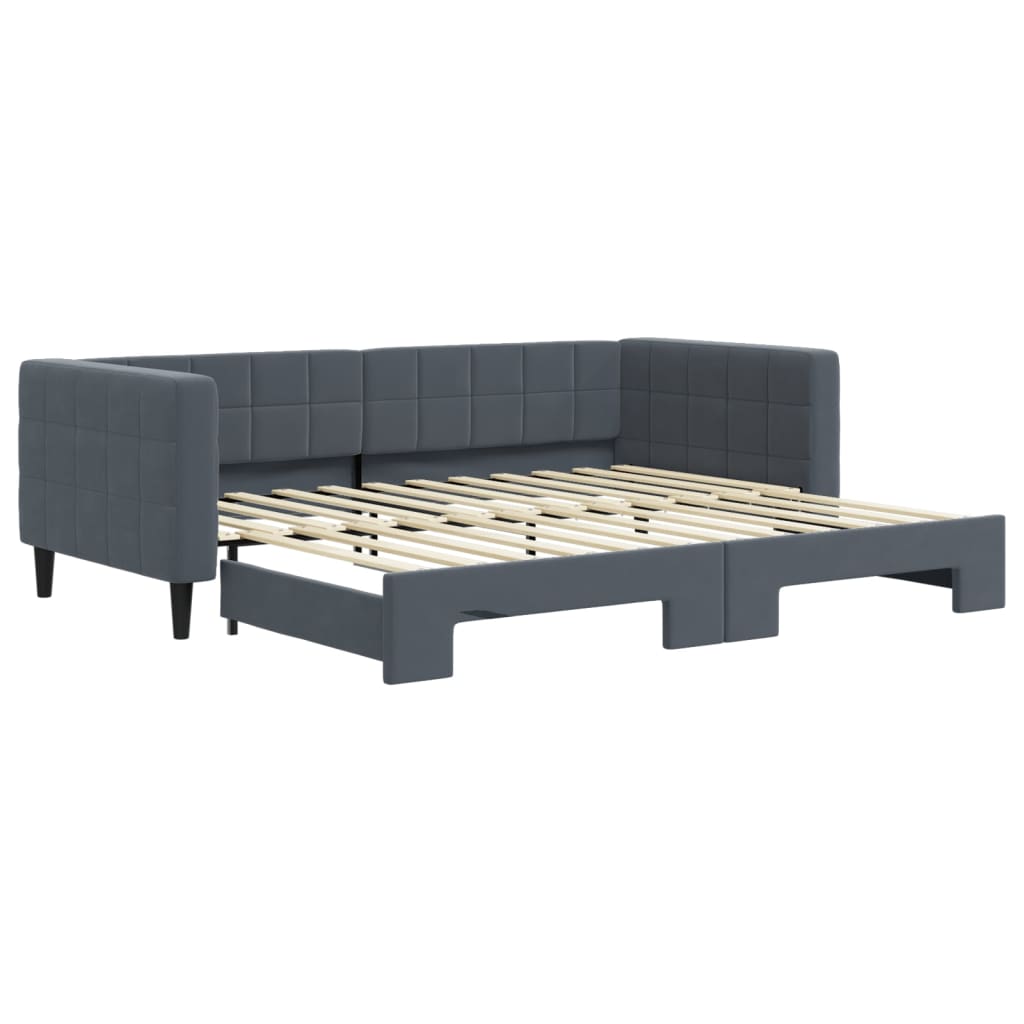 Divano Letto con Letto Estraibile-Sofa Letto-Daybed Grigio Scuro 90x200cm Velluto 728114