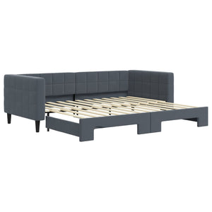 Divano Letto con Letto Estraibile Grigio Scuro 90x200cm Velluto