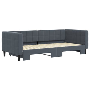 Divano Letto con Letto Estraibile Grigio Scuro 90x200cm Velluto
