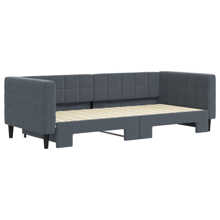 Divano Letto con Letto Estraibile Grigio Scuro 90x200cm Velluto 3196692