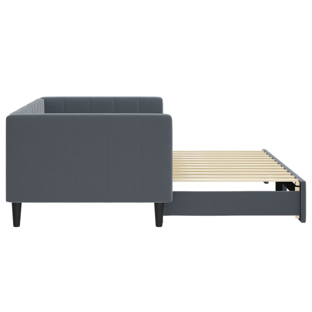 Divano Letto con Letto Estraibile Grigio Scuro 90x200cm Velluto