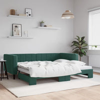 Divano Letto con Letto Estraibile Verde Scuro 90x200cm Vellutocod mxl 130598