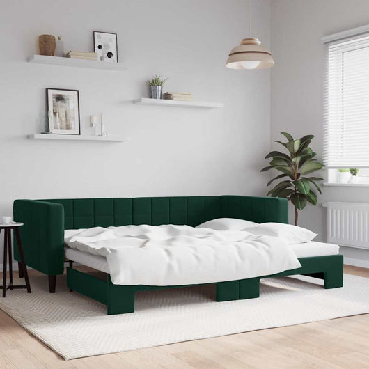 Divano Letto con Letto Estraibile-Sofa Letto-Daybed Verde Scuro 90x200cm Velluto 810199