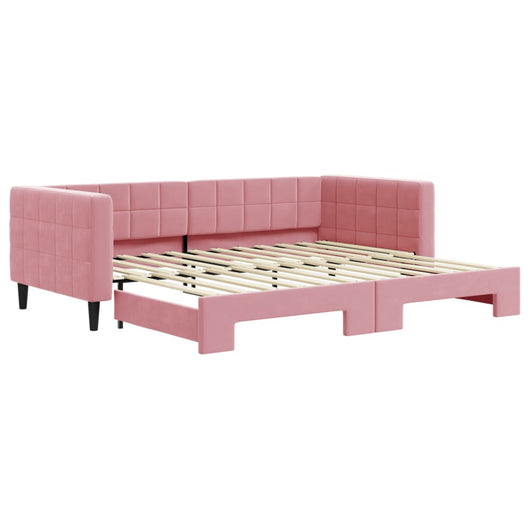 Divano Letto con Letto Estraibile-Sofa Letto-Daybed Rosa 90x200 cm in Velluto 641966