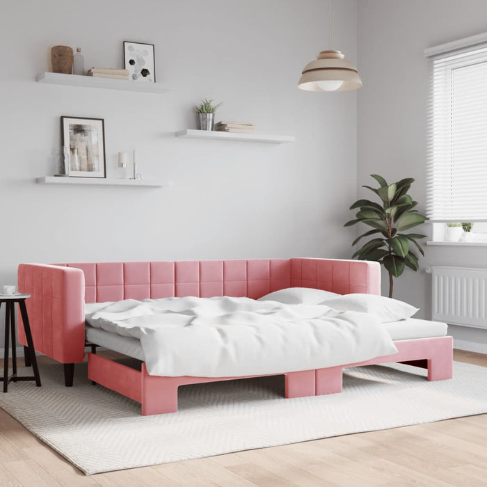 Divano Letto con Letto Estraibile Rosa 90x200 cm in Velluto 3196694