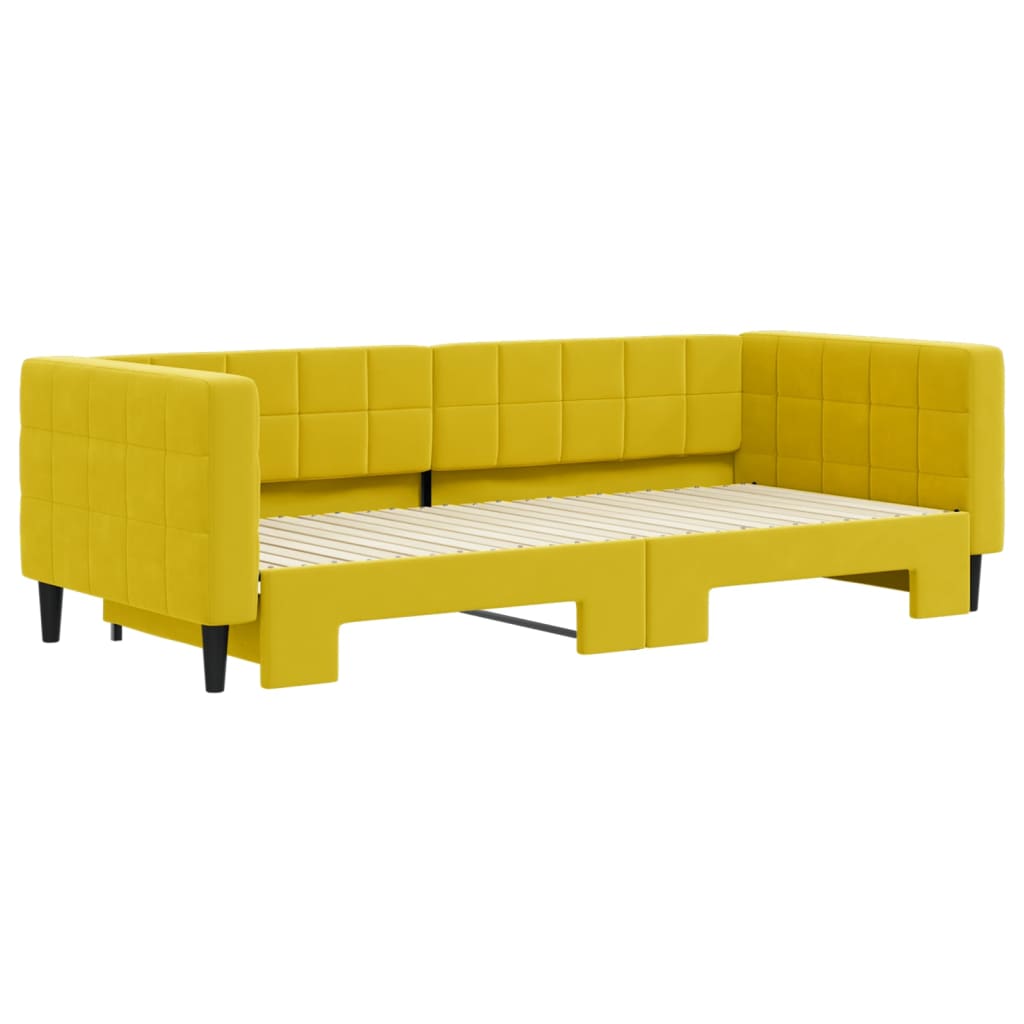 Divano Letto con Letto Estraibile Giallo 90x200 cm in Velluto 3196696