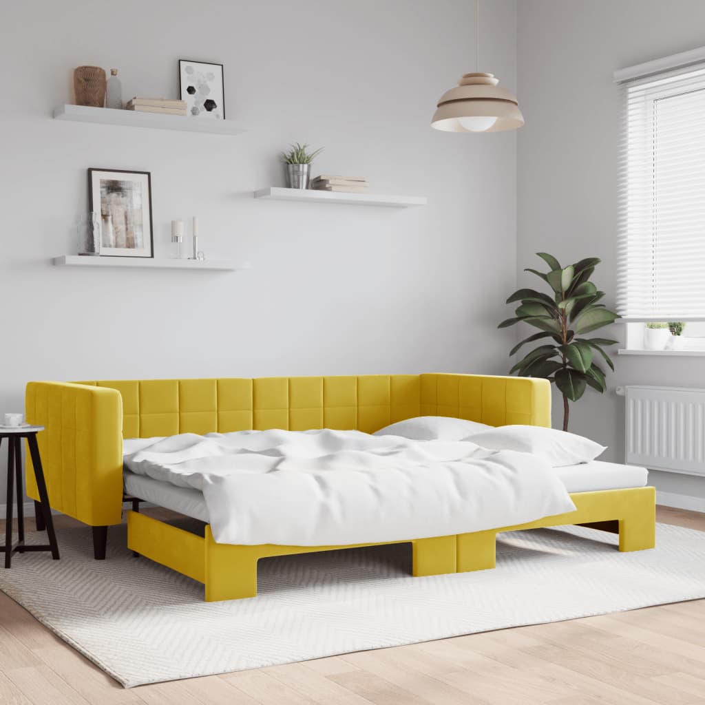Divano Letto con Letto Estraibile Giallo 90x200 cm in Vellutocod mxl 106601