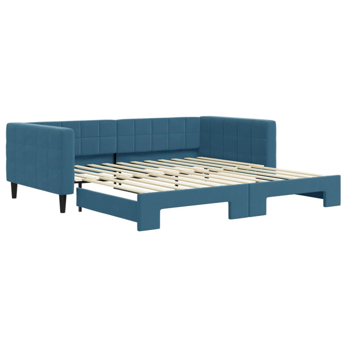 Divano Letto con Letto Estraibile Blu 100x200 cm in Velluto 3196697