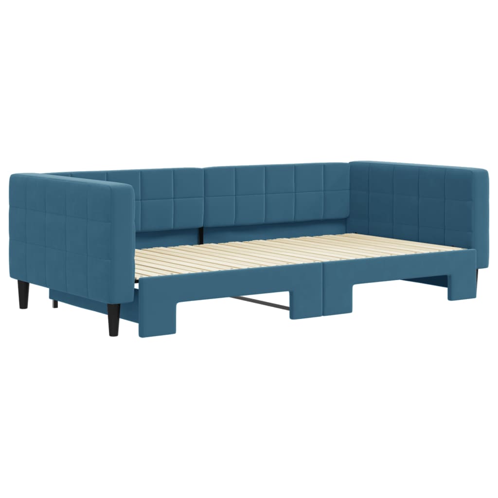 Divano Letto con Letto Estraibile Blu 100x200 cm in Velluto 3196697