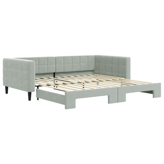 Divano Letto con Letto Estraibile Grigio Chiaro 100x200 Velluto 3196698