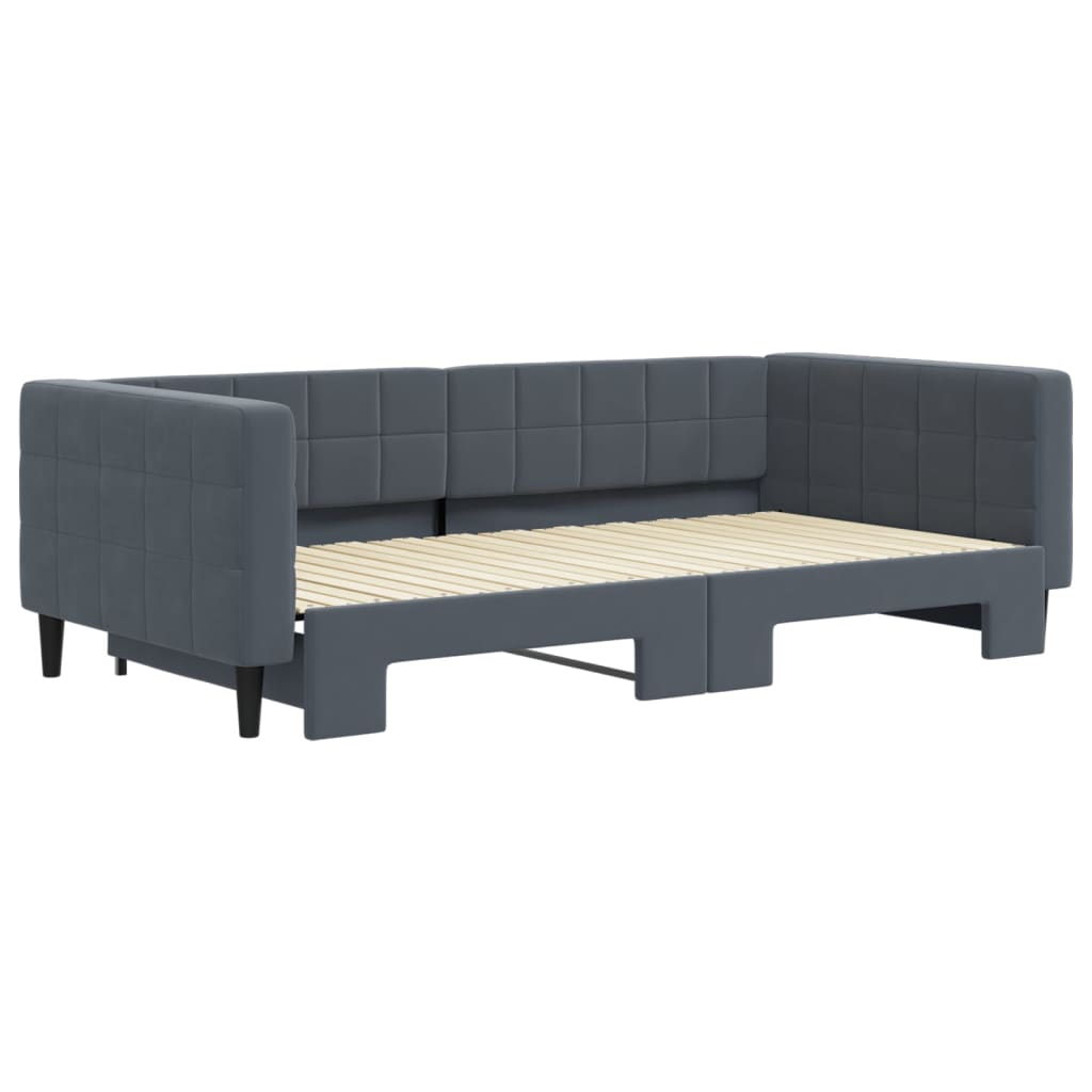 Divano Letto con Letto Estraibile-Sofa Letto-Daybed Grigio Scuro 100x200 Velluto 827764