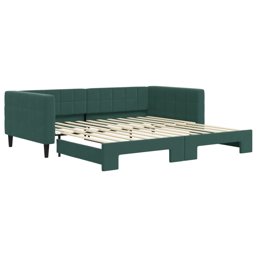 Divano Letto con Letto Estraibile Verde Scuro 100x200cm Velluto 3196700