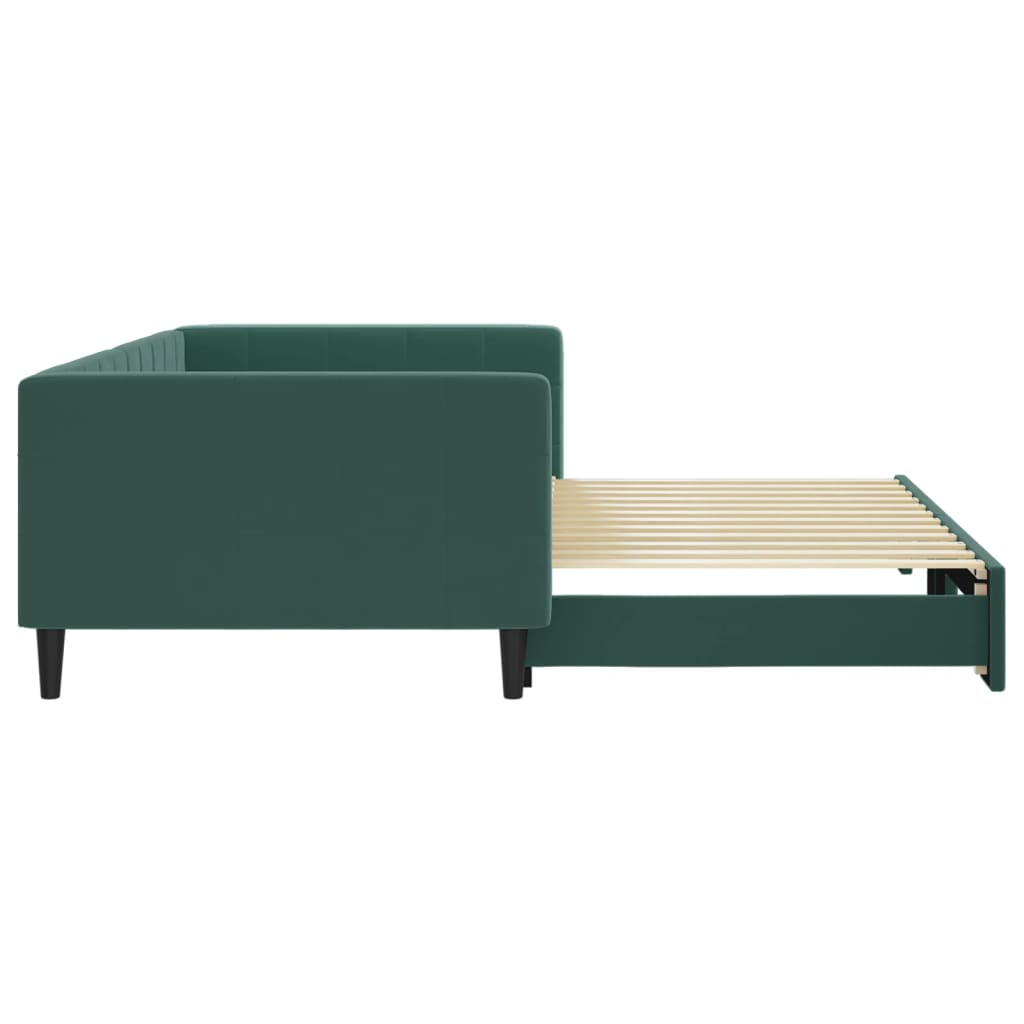 Divano Letto con Letto Estraibile Verde Scuro 100x200cm Velluto 3196700