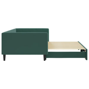 Divano Letto con Letto Estraibile Verde Scuro 100x200cm Velluto 3196700