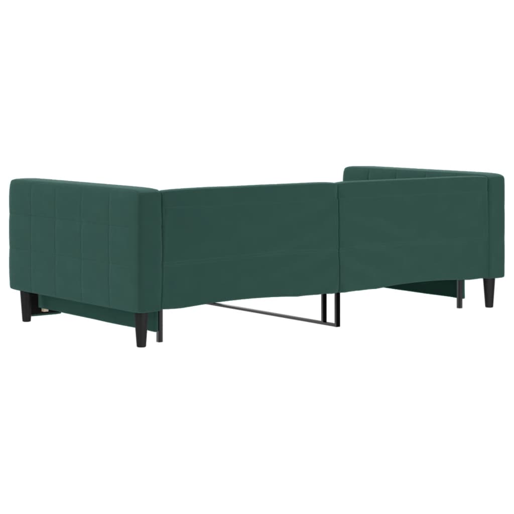Divano Letto con Letto Estraibile Verde Scuro 100x200cm Velluto