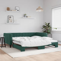 Divano Letto con Letto Estraibile Verde Scuro 100x200cm Velluto 3196700