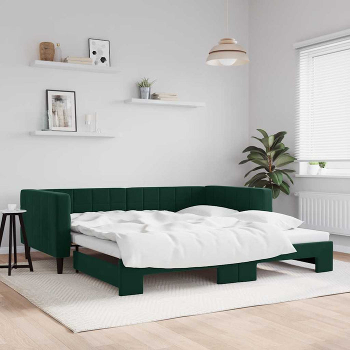 Divano Letto con Letto Estraibile-Sofa Letto-Daybed Verde Scuro 100x200cm Velluto 482096