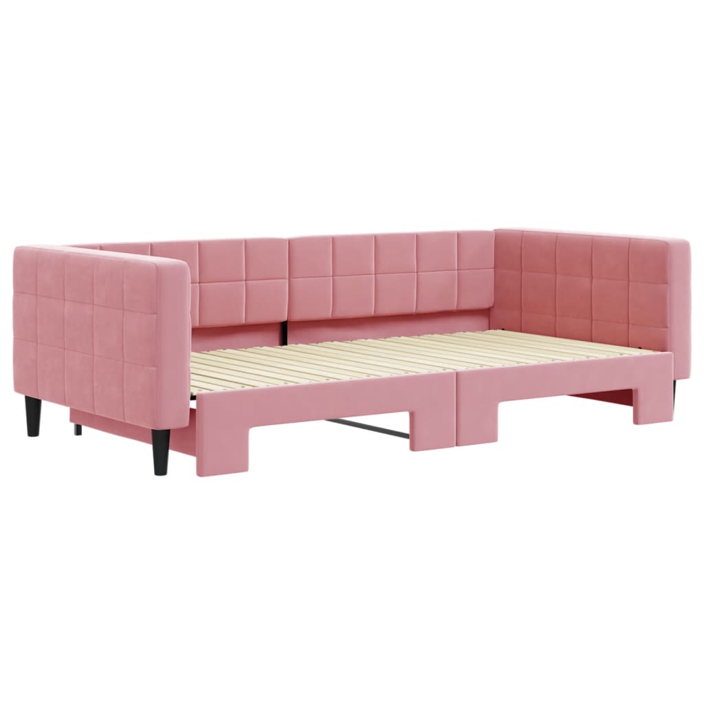 Divano Letto con Letto Estraibile Rosa 100x200 cm in Velluto