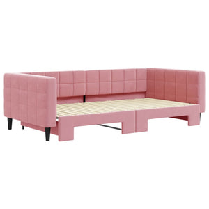 Divano Letto con Letto Estraibile Rosa 100x200 cm in Velluto