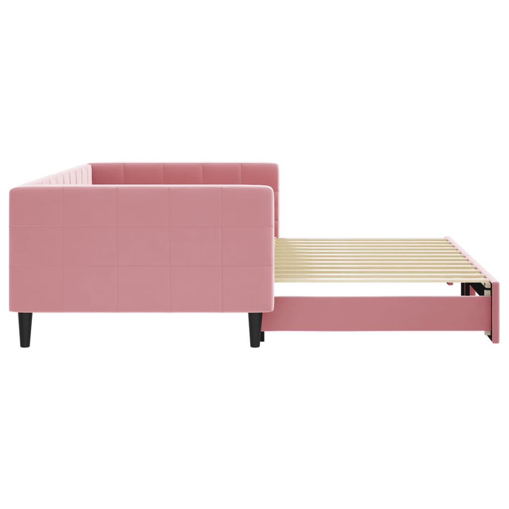 Divano Letto con Letto Estraibile Rosa 100x200 cm in Velluto 3196701
