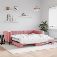 Divano Letto con Letto Estraibile Rosa 100x200 cm in Velluto 3196701