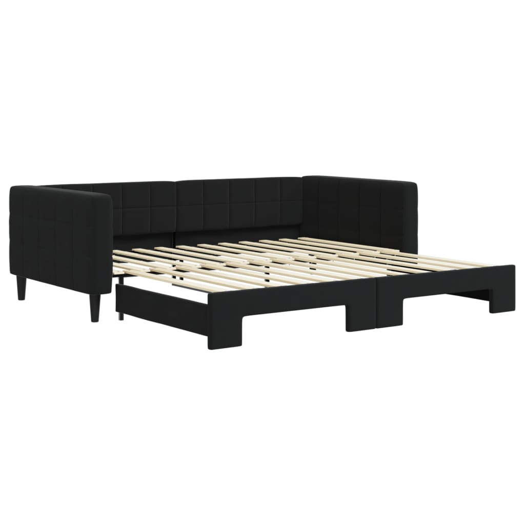 Divano Letto con Letto Estraibile-Sofa Letto-Daybed Nero 100x200 cm in Velluto 725896